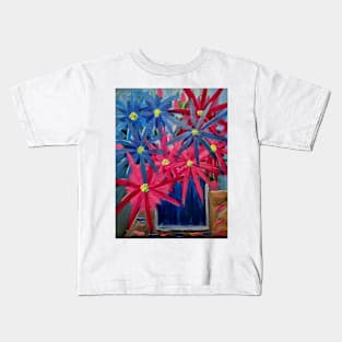 Some lovely vibrant abstract flowers in a glass vase Kids T-Shirt